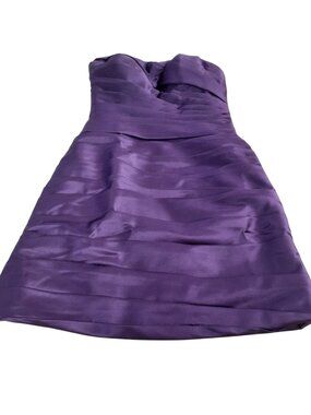 Pretty Maids Mini Dress Size 8 Purple Pleated Strapless Prom Cocktail
